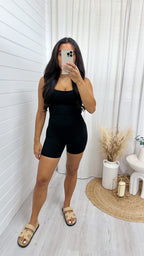 Bralette and Cycling Shorts Active Co-Ord - BLACK