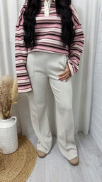 Seam Front Relaxed Trousers - CREAM