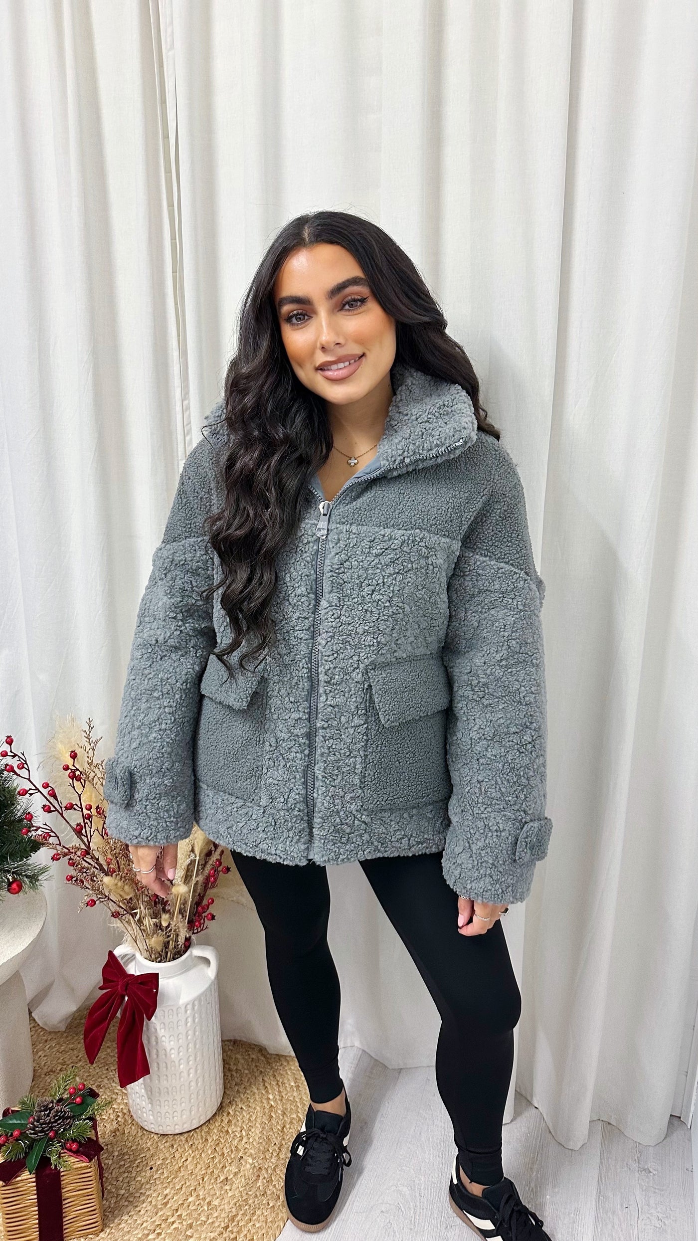 Quilted Borg Jacket - GREY