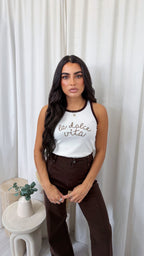 La Dolce Vita Beaded Vest Top - WHITE