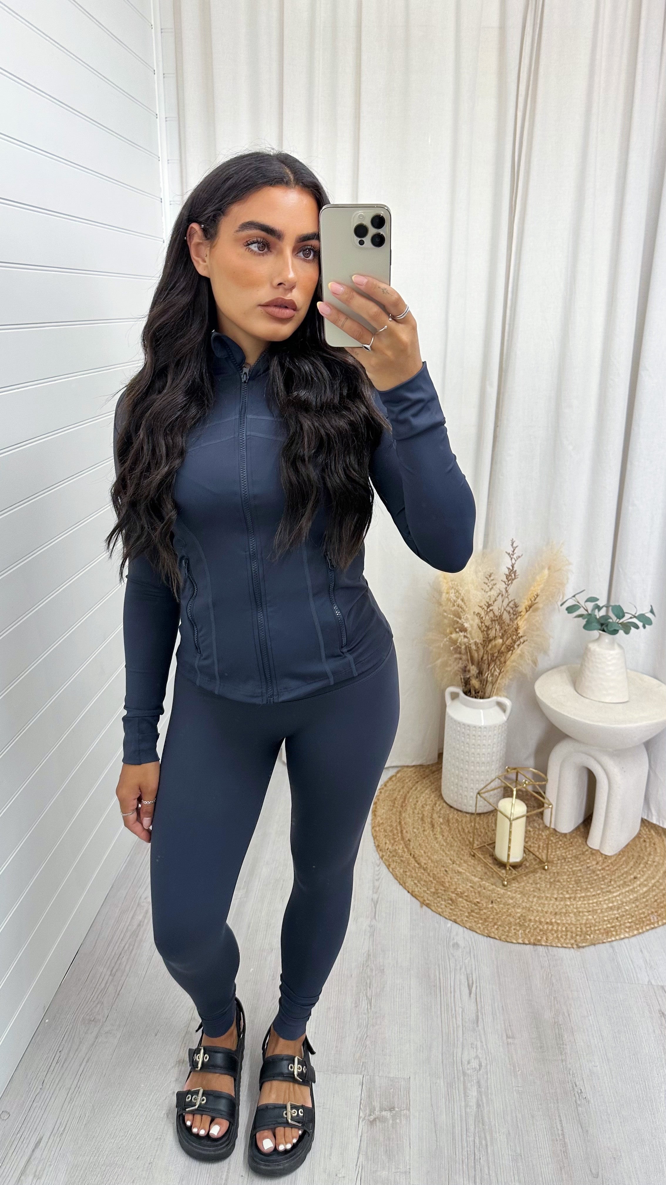 Body Sculpt Jacket and Leggings Gym Co-Ord - SLATE BLUE