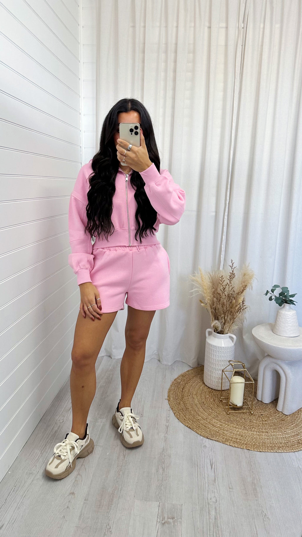 Cropped Jacket and Shorts Co-Ord - PINK