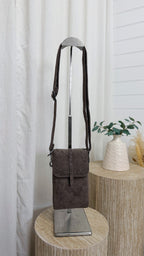 Suede Studded Mini Cross Body Bag - STONE