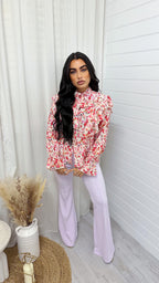 Seam Front Flared Slim Fit Trousers - LILAC