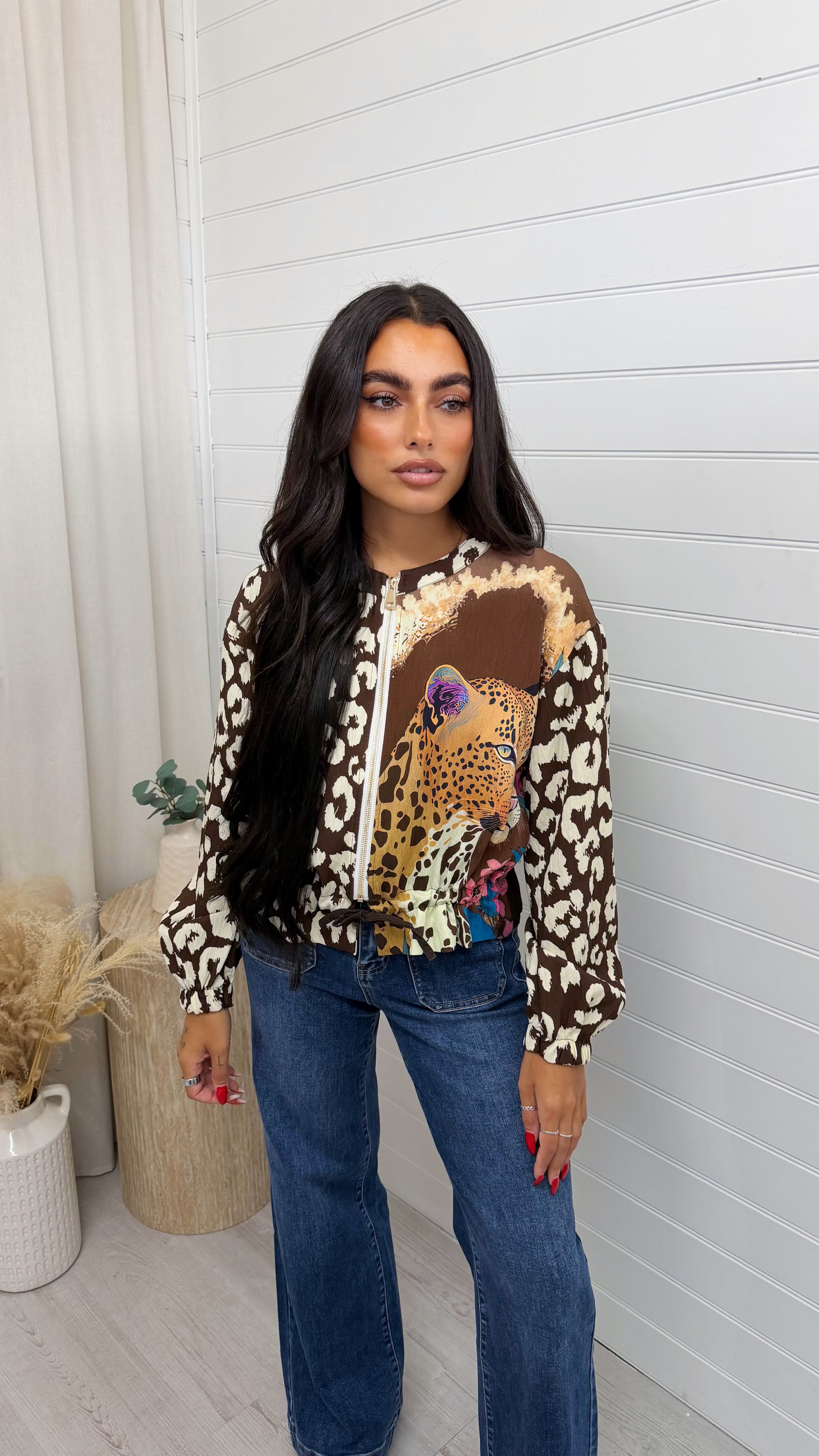 Leopard Graphic Bomber Jacket