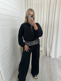 Check Peplum Co-Ord - BLACK