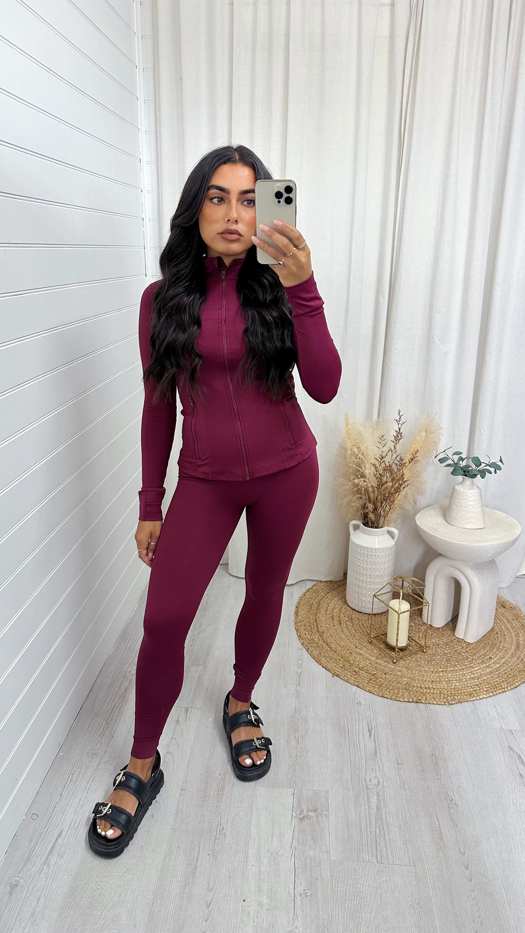 Body Sculpt Jacket and Leggings Gym Co-Ord - WINE
