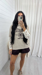 Lace Sleeve Manhattan Woollen Jumper - BEIGE