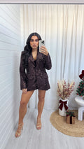 Sequin Embellished Tailored Blazer - BROWN