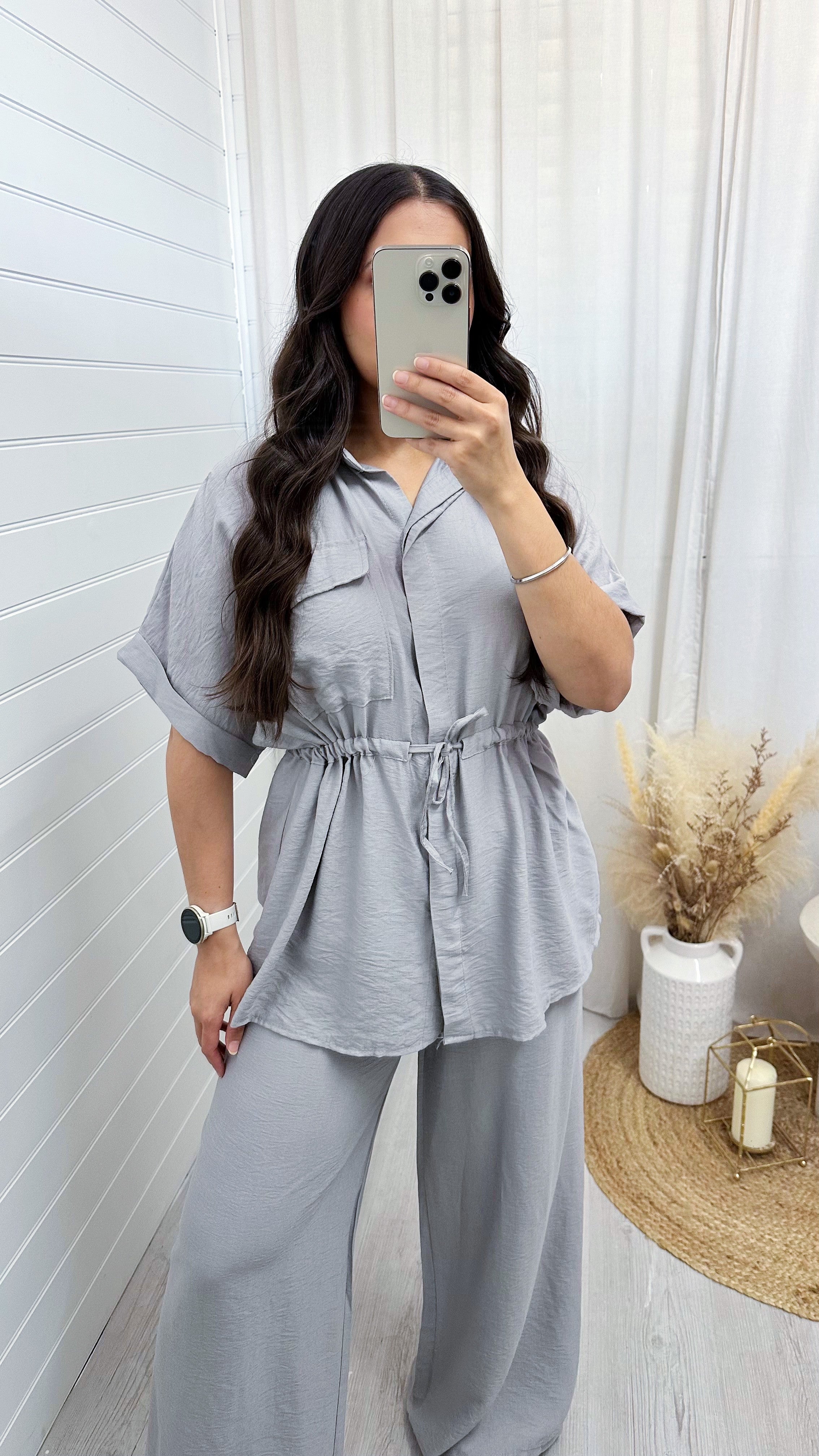 Shacket and Trousers Co-Ord - LIGHT GREY