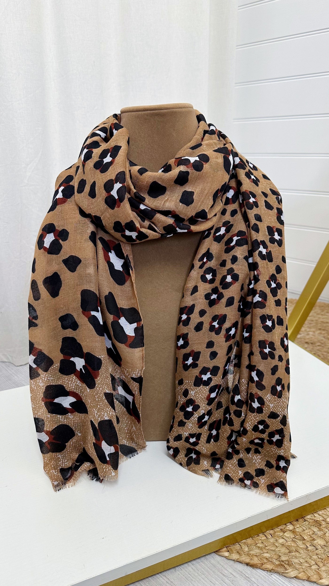 LOTTIE Leopard Print Soft Touch Scarf - TAN