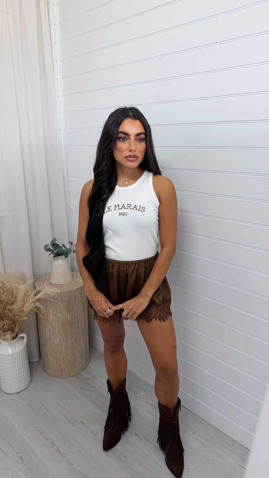 Le Marais Beaded Vest Top - WHITE