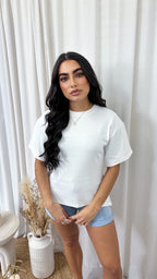 Hourglass Side Slit Soft Cotton T-Shirt - WHITE