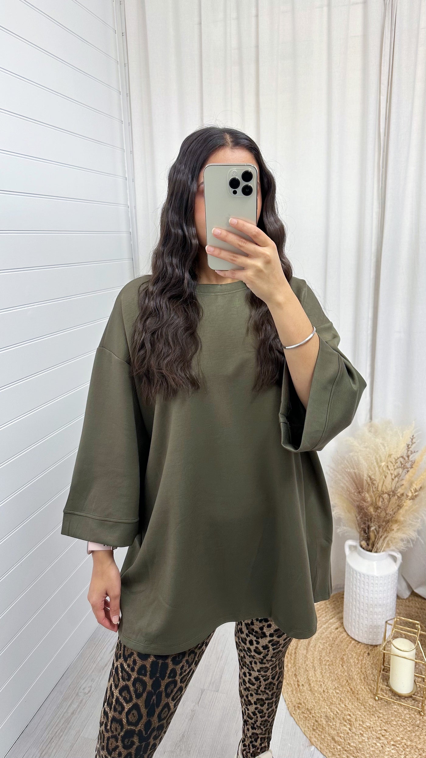 Drop Sleeve Oversized T-Shirt - KHAKI