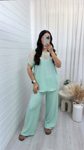 Metallic Mesh T-Shirt and Trouser Co-Ord - MINT