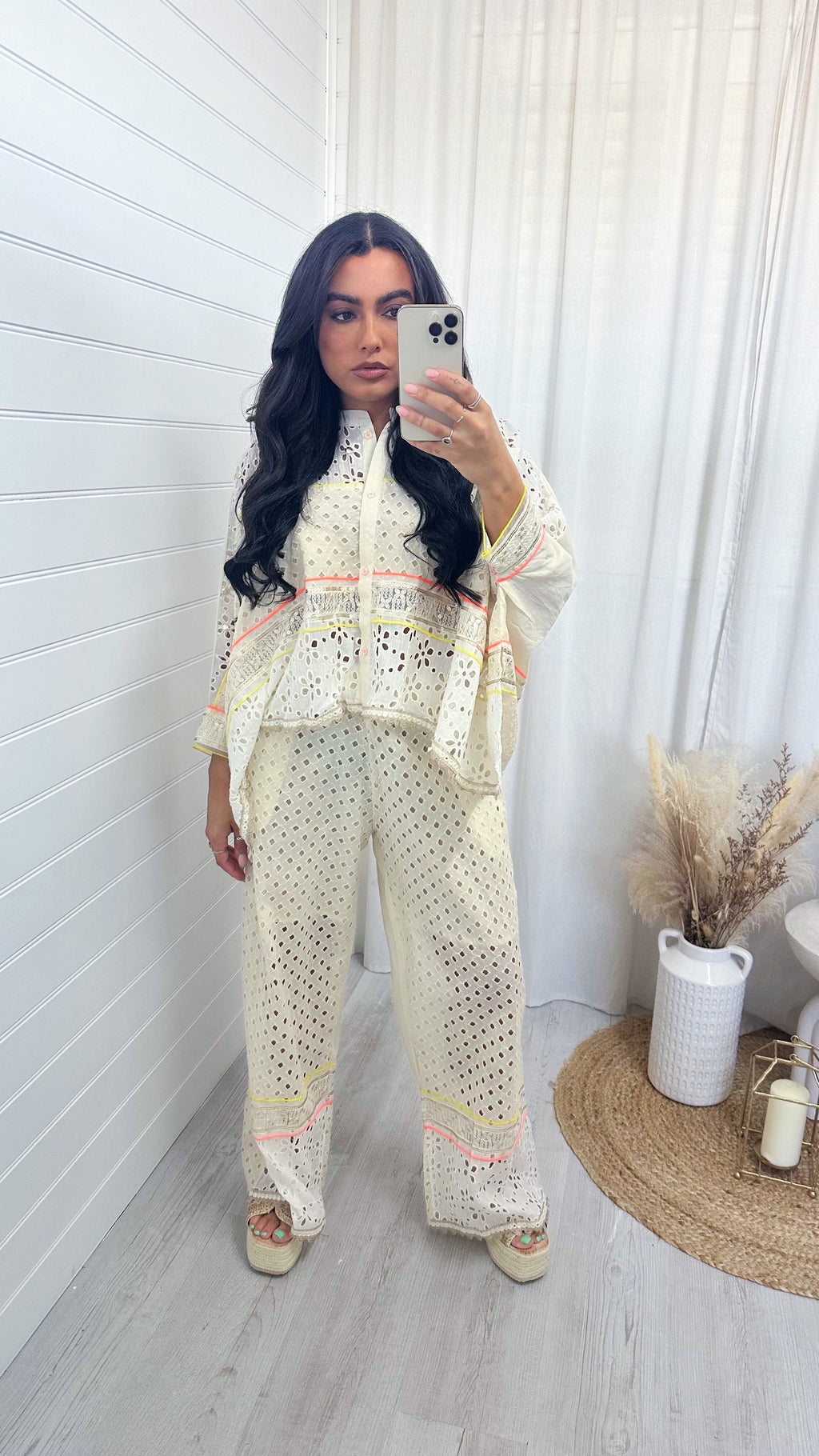 Embroidery Anglaise Boho Top and Trousers Co-Ord