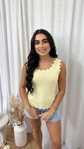 Scalloped Edged Knitted Vest - LEMON