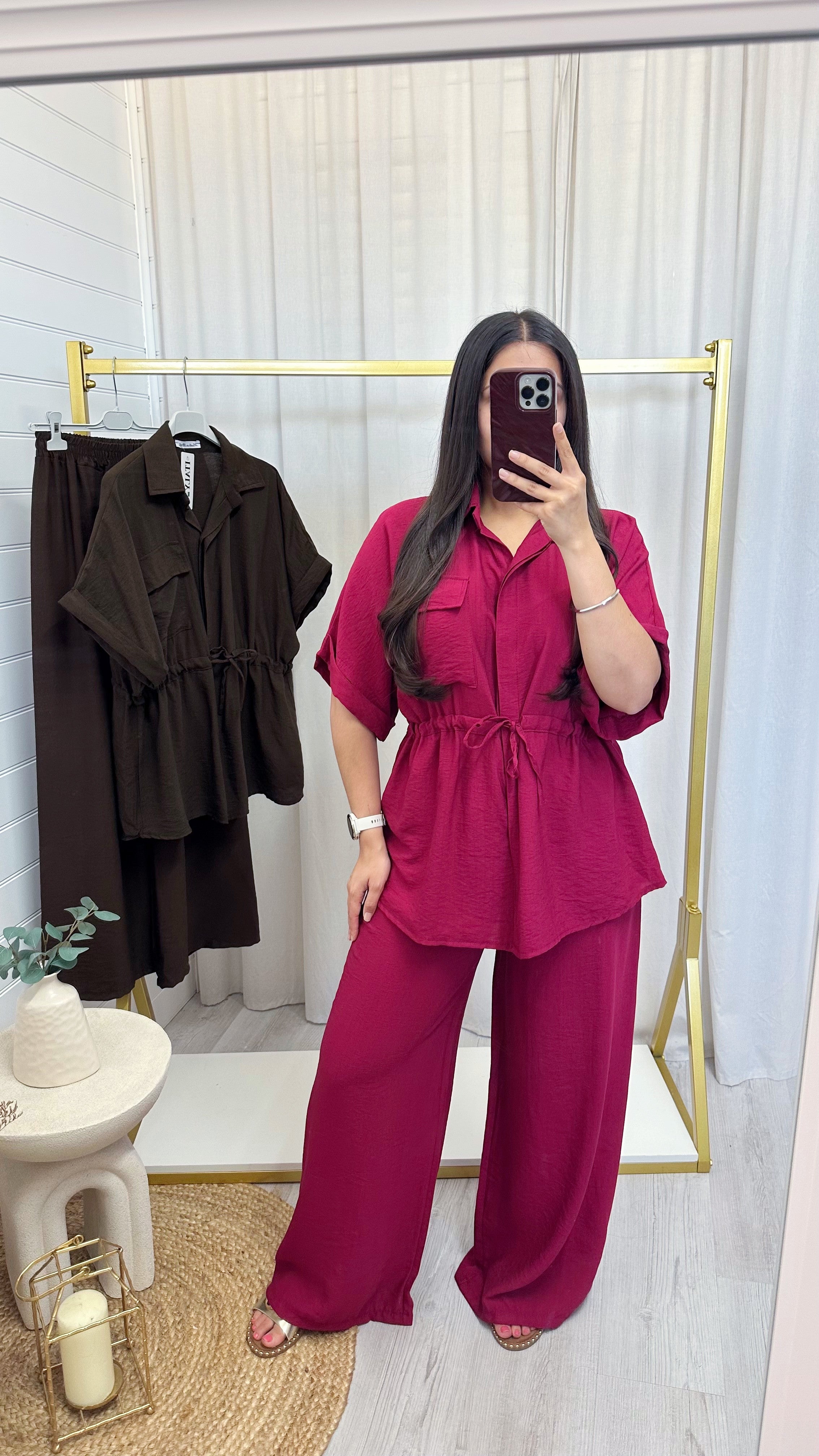 Shacket and Trousers Co-Ord - WINE