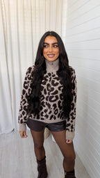 Leopard Print Knitted Jacket - MOCHA/BROWN