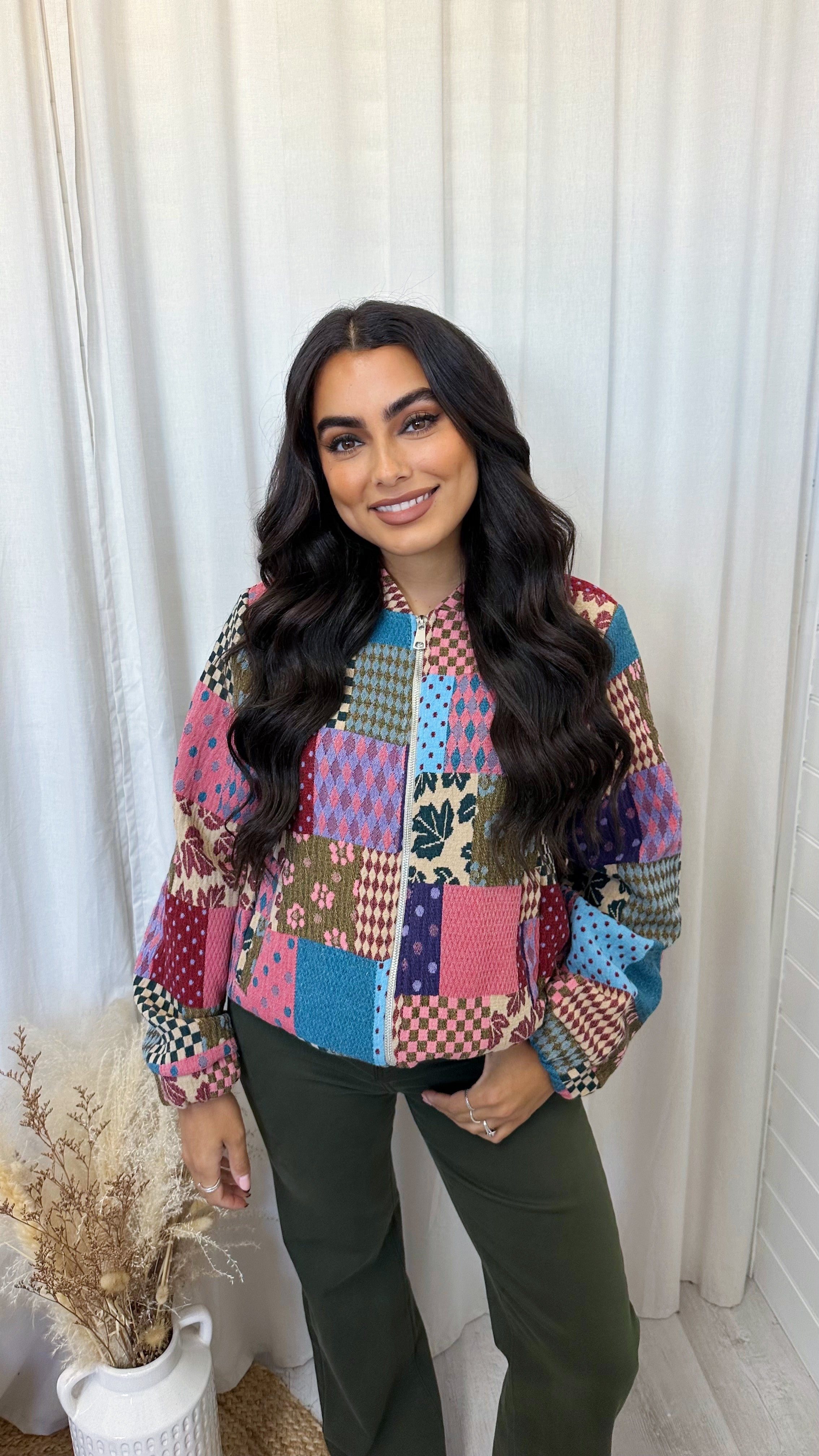 Tapestry Bomber Jacket - PINK