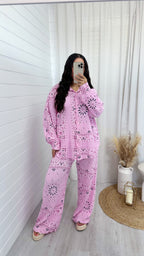 Paisley Cheesecloth Shirt and Trousers Co-Ord - PINK