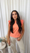 Tulle Sleeve Vest Top - CORAL