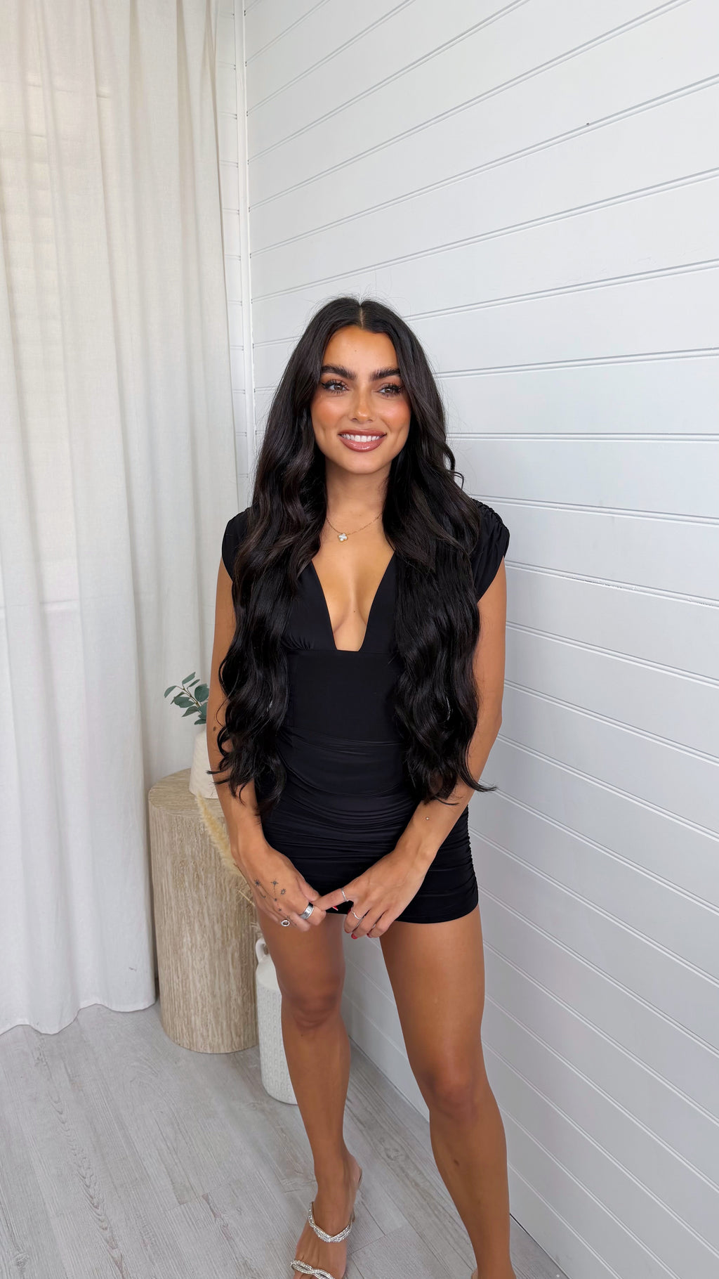 Ruched Corset Dress - BLACK