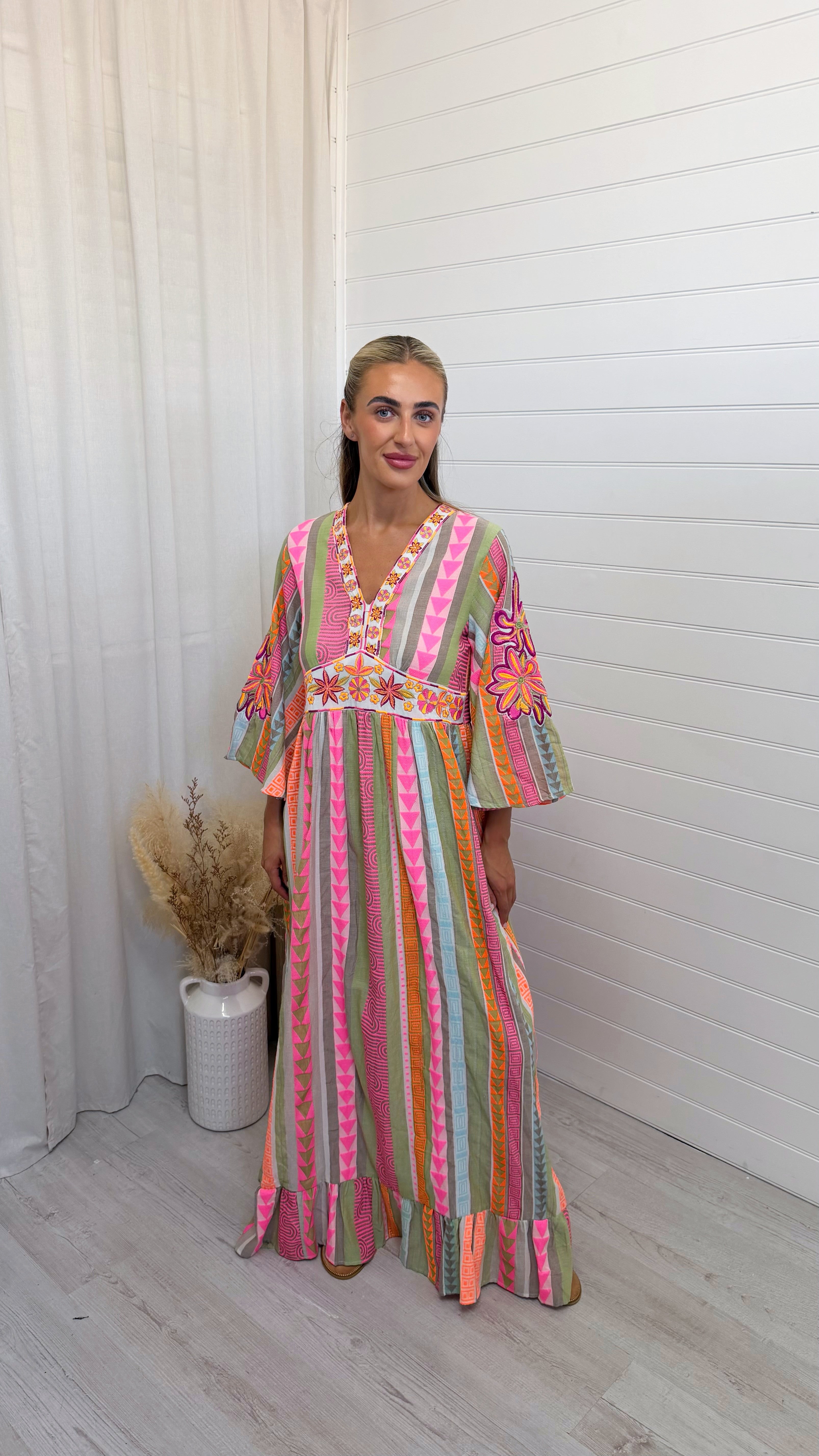 Aztec Embroidered Maxi Dress