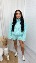 Polka Dot Bomber Jacket and Shorts Co-Ord - TEAL