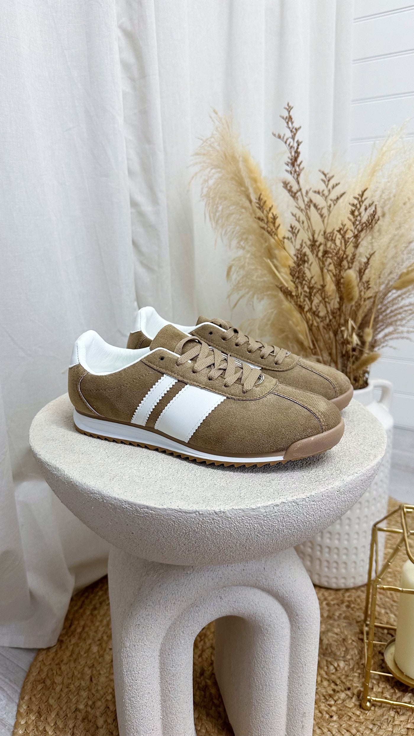 Foam Sole Stripe Trainers - BEIGE