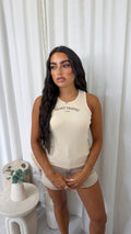 Saint Tropez Embroidered Rib Vest Top - BEIGE