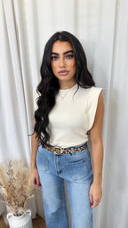 Cap Sleeve Soft Cotton T-Shirt - BEIGE