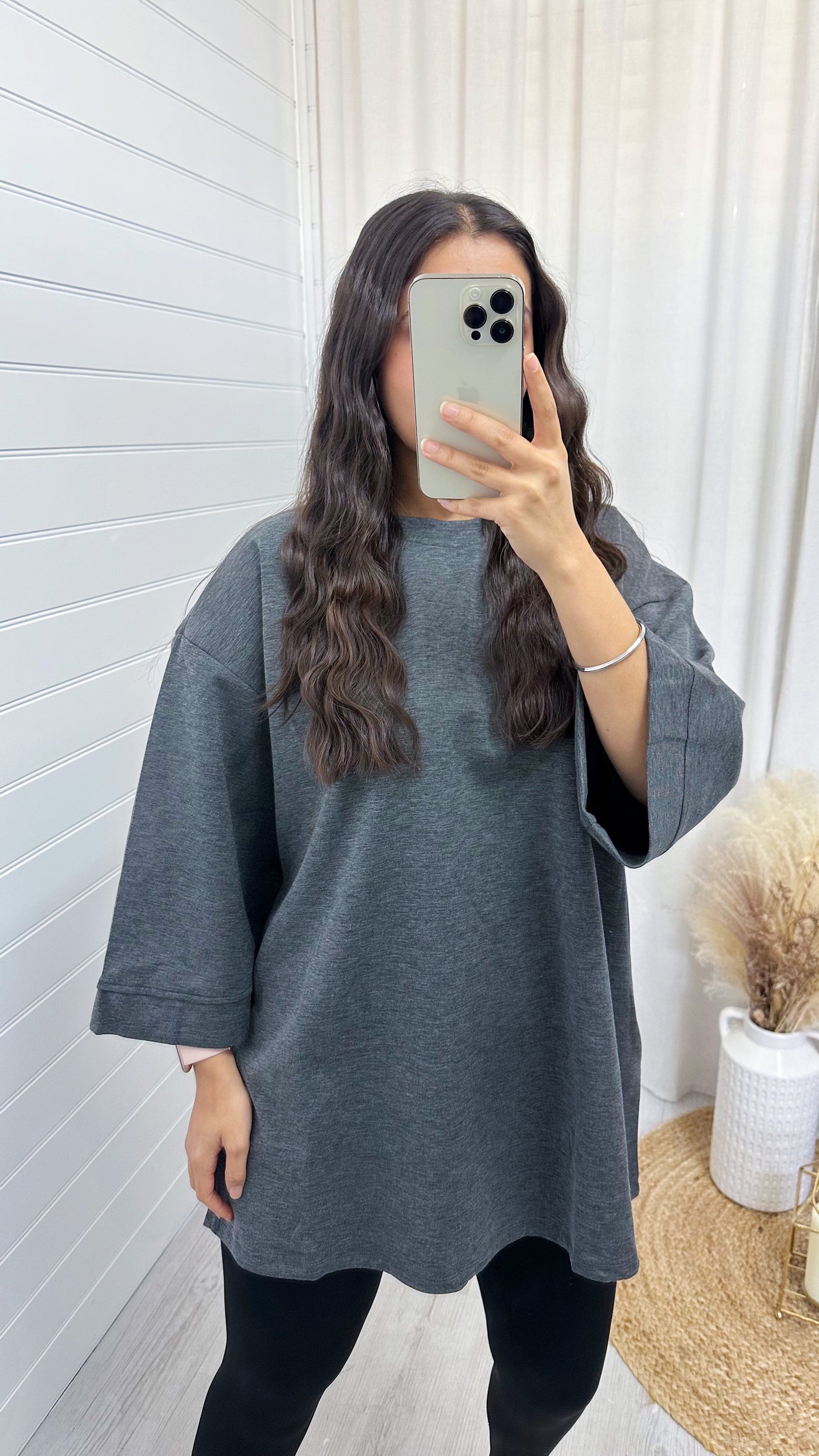 Drop Sleeve Oversized T-Shirt - DARK GREY