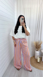 Neon Lightweight Stripe Trousers - PURPLE/ORANGE