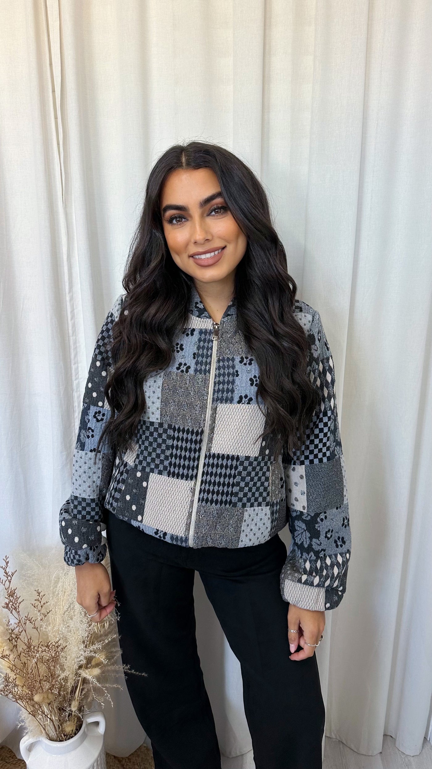 Tapestry Bomber Jacket - GREY