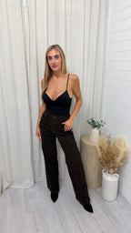 Leopard Print Straight Leg Jeans - BROWN