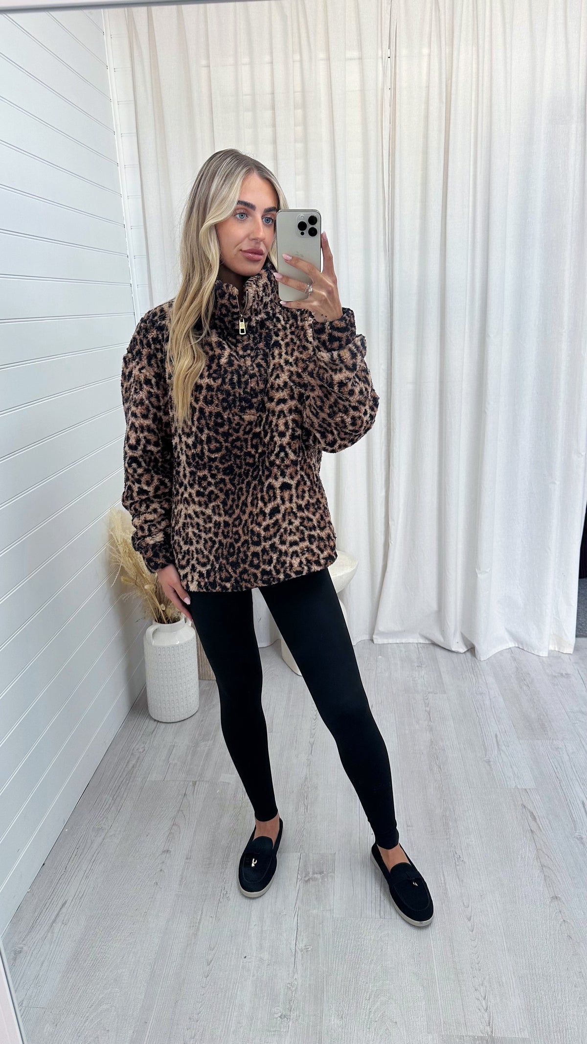 Leopard Print Teddy Fur Sweatshirt