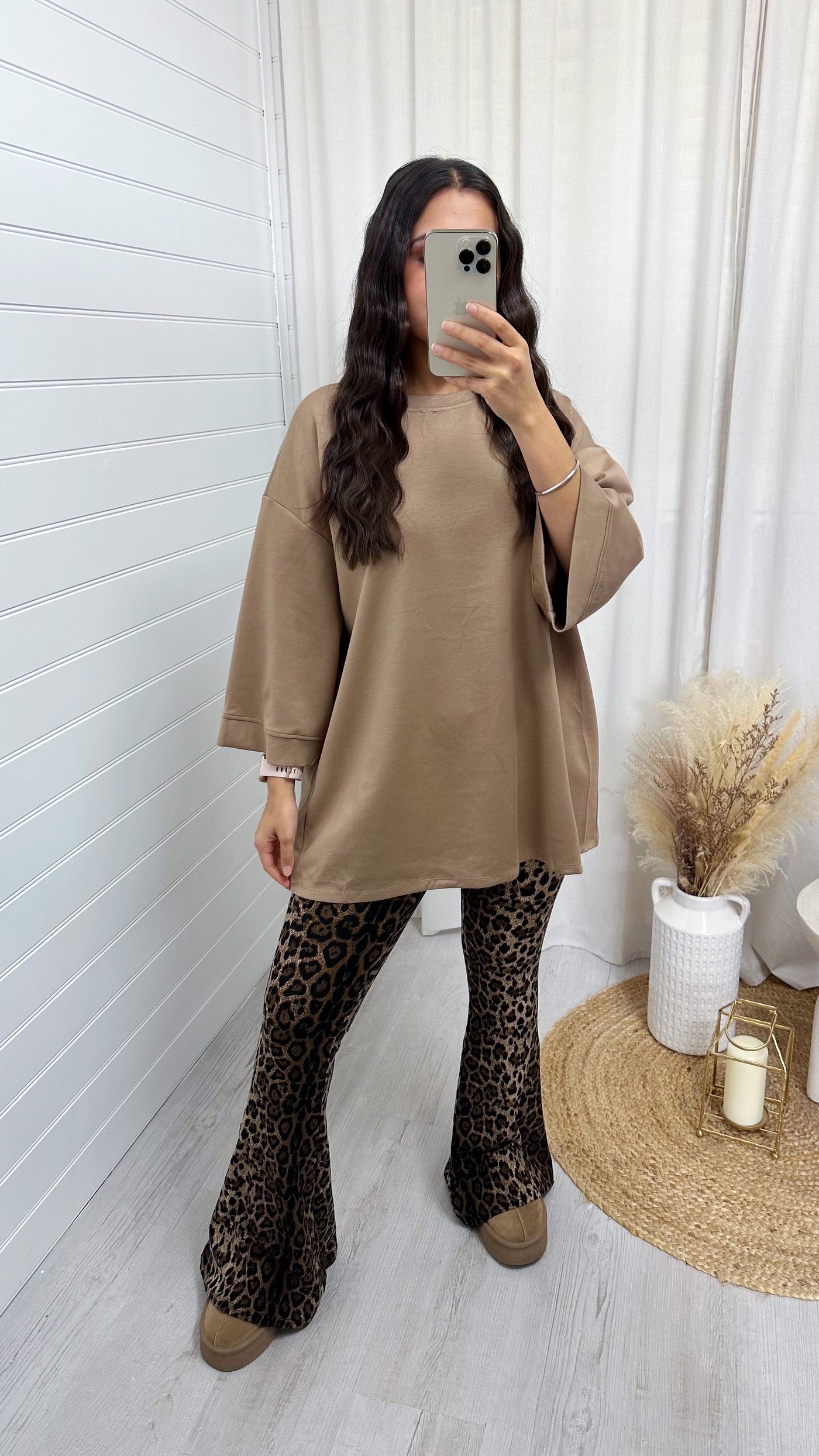 Drop Sleeve Oversized T-Shirt - TAN