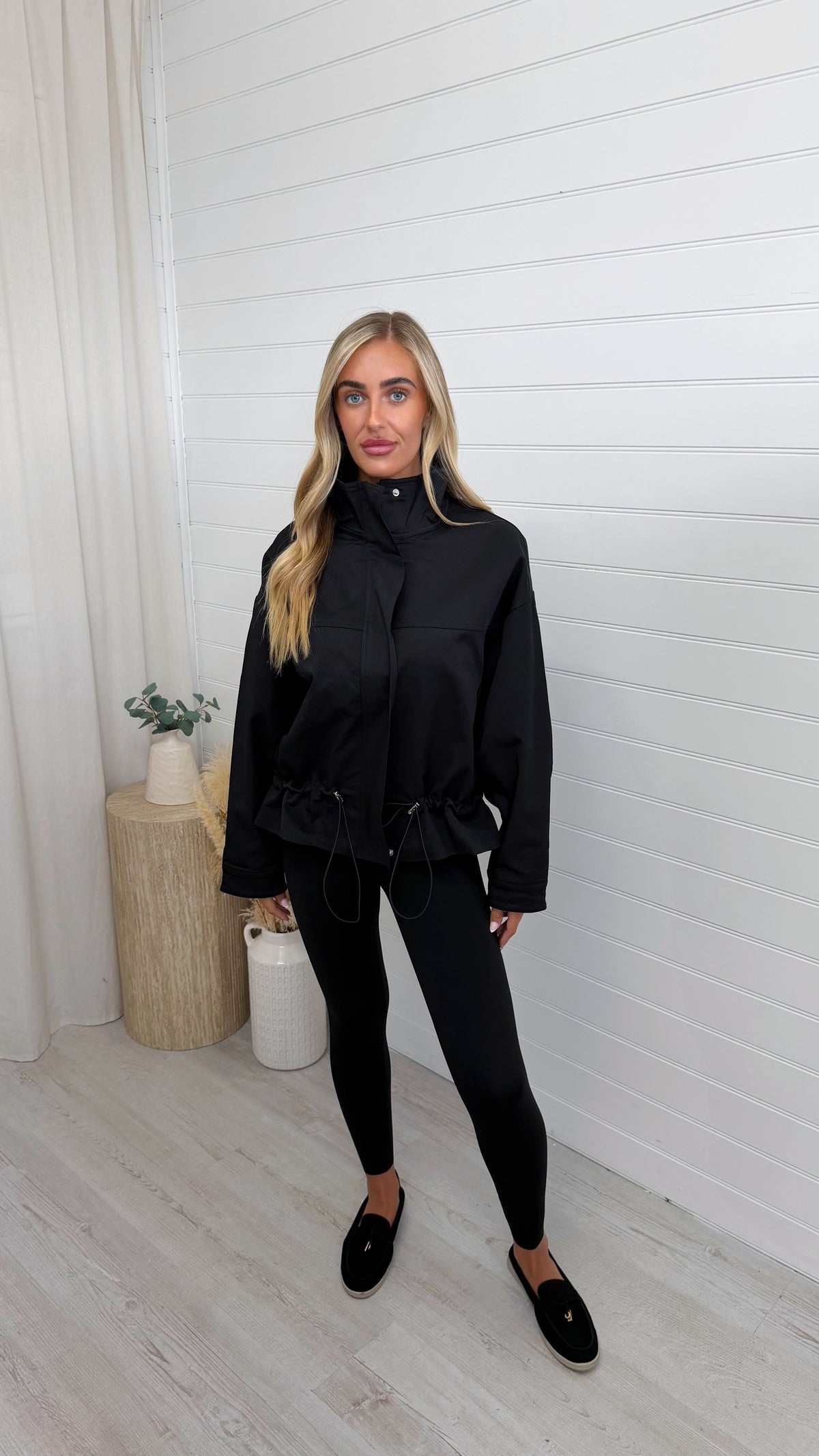 Toggle Hem Utility Jacket - BLACK