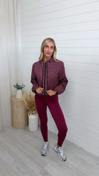 Hooded Check Bomber Jacket - WINE