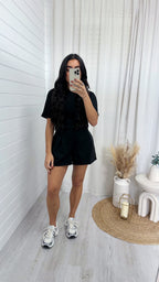 Basic Jersey T-Shirt and Shorts Co-Ord - BLACK