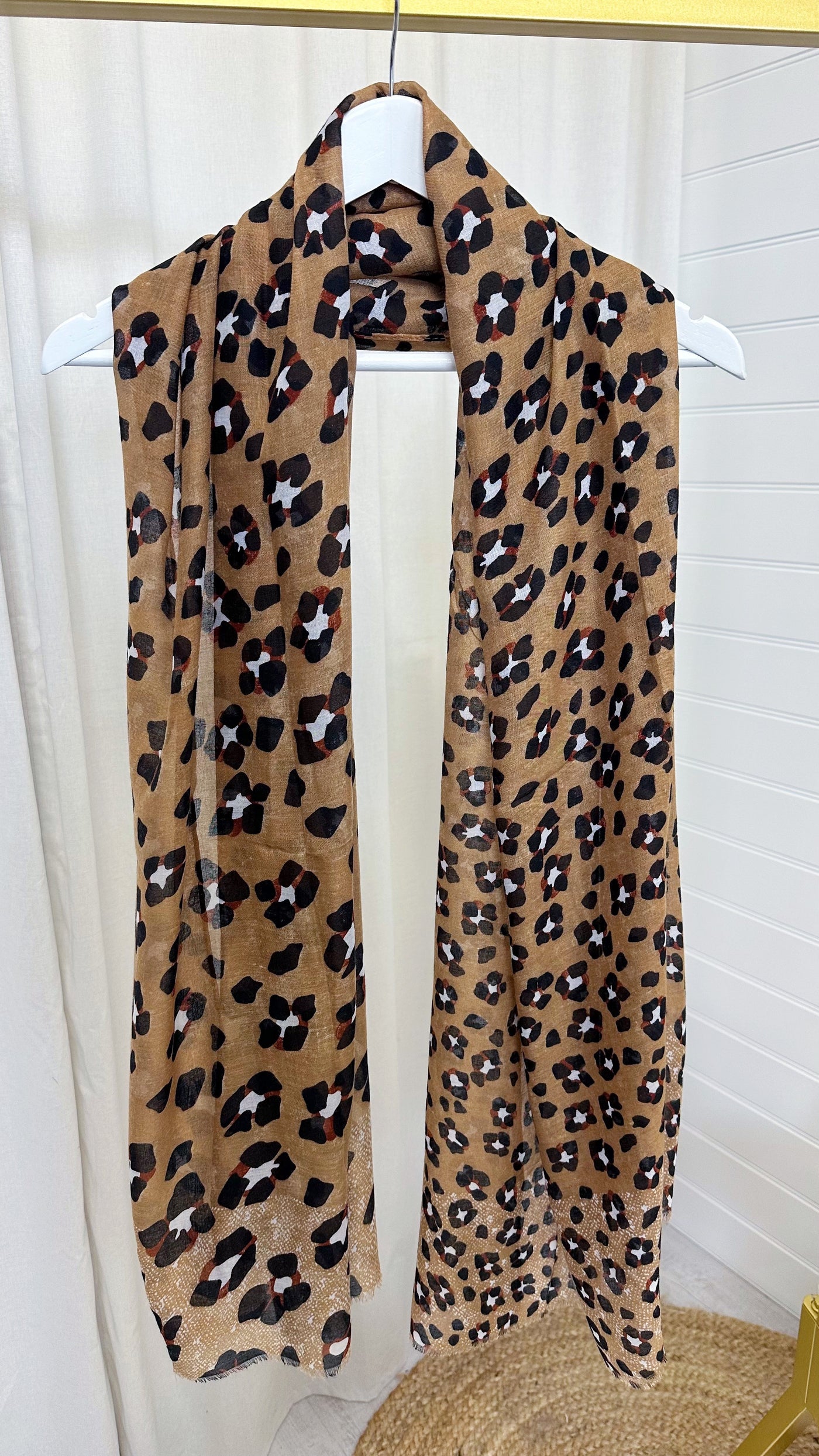 LOTTIE Leopard Print Soft Touch Scarf - TAN