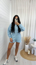 Cropped Jacket and Shorts Co-Ord - BLUE