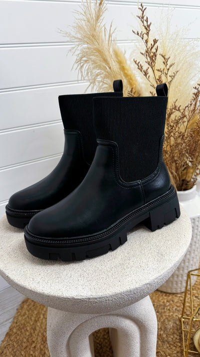 Chunky Sock Boots - BLACK