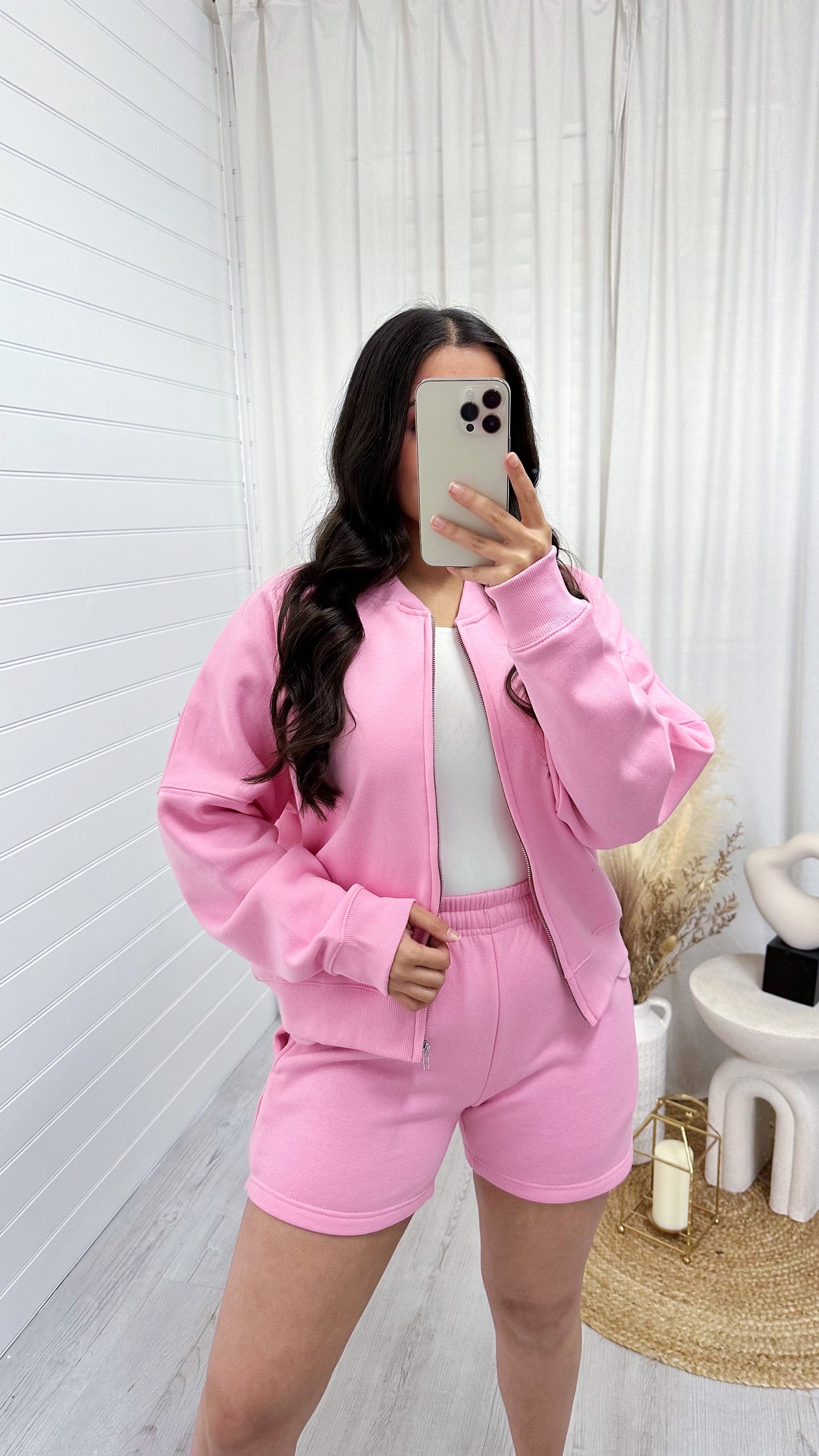 Bomber Jacket and Shorts Co-Ord - PINK