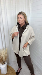 Textured Lightweight Hooded Jacket - CREAM