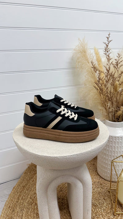 Gum Sole Chunky  Platform Trainers - BLACK