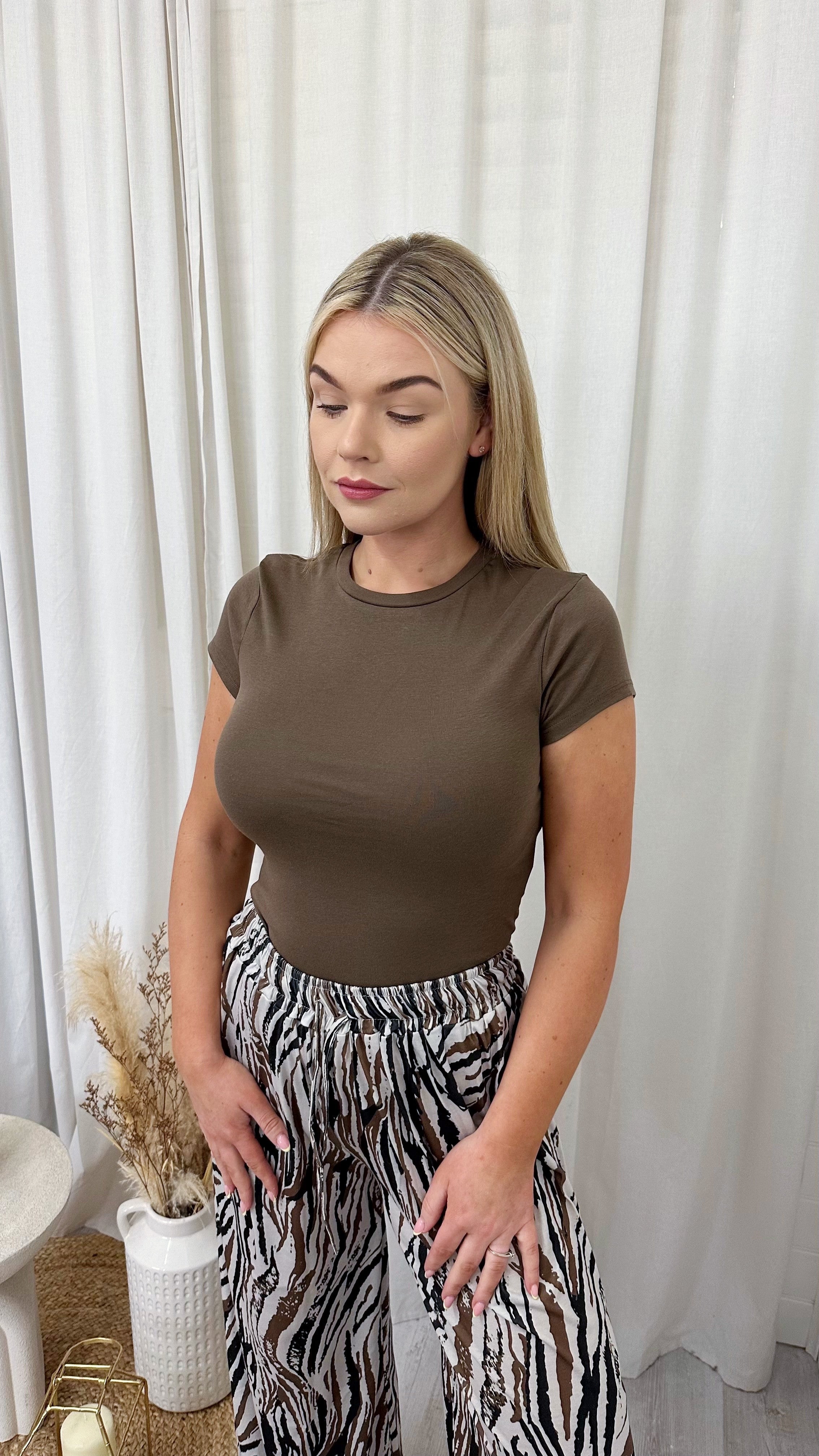 Basic Ribbed T-Shirt - TAUPE