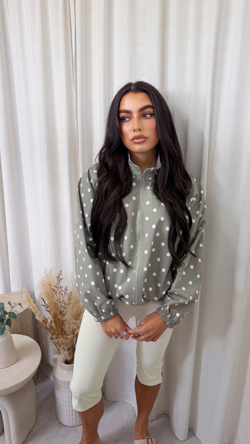 Polka Dot Lightweight Jacket - SAGE