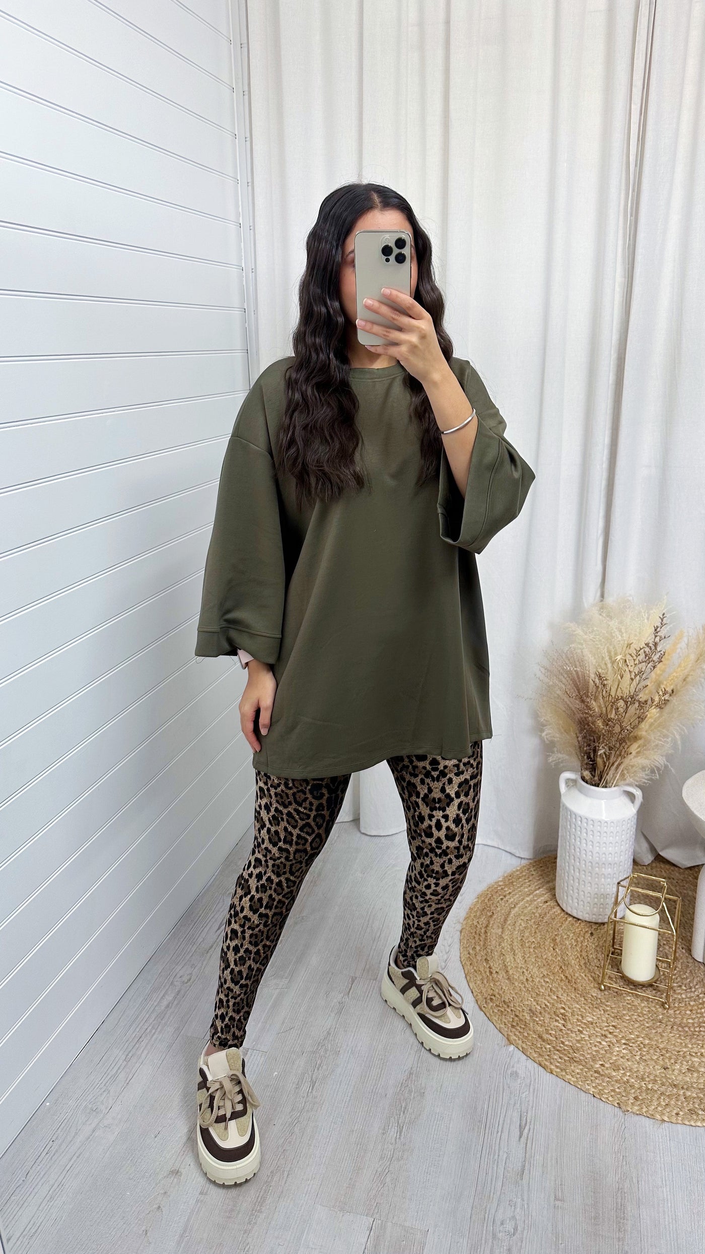 Drop Sleeve Oversized T-Shirt - KHAKI